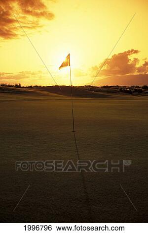 Hawaii, Maui, Kapalua Golf Club Plantation Course, 4Th Hole Flag At Sunset View Large Photo Image Stock Photograph - Hawaii, Maui, Kapalua Golf Club Plantation Course, 4Th Hole Flag At Sunset. Fotosearch