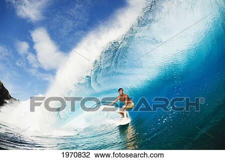 Hawaii, Maui, Kapalua, Professional Surfer Albee Layer Gets Barreled On Large Wave. For Editorial Use Only. View Large Photo Image Stock Image - Hawaii, Maui, Kapalua, Professional Surfer Albee Layer Gets Barreled On Large Wave. For Editorial Use Only.. Fotosearch