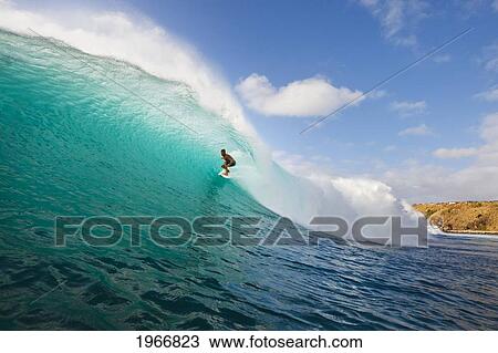 Hawaii, Maui, Kapalua, Surfer Tides Perfect Wave At Honolua Bay, View From Water Level Into The Barrel View Large Photo Image Stock Image - Hawaii, Maui, Kapalua, Surfer Tides Perfect Wave At Honolua Bay, View From Water Level Into The Barrel. Fotosearch