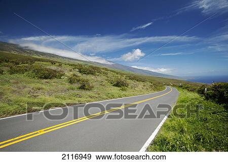 Hawaii, Maui, Kaupo, An open stretch of road. View Large Photo Image Stock Photo - Hawaii, Maui, Kaupo, An open stretch of road.. Fotosearch