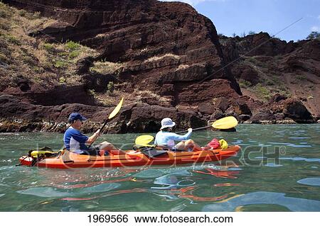 Hawaii, Maui, Kayakers In Makena. View Large Photo Image Stock Photograph - Hawaii, Maui, Kayakers In Makena.. Fotosearch