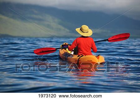 Stock Image - Hawaii, Maui, Kayakers On The South Coast Of Maui.. Fotosearch