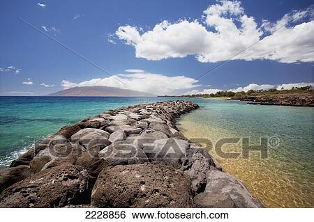 Stock Photograph - Hawaii, Maui, Kihei, Crystal Clear Waters Of Kihei Boat Ramp. Fotosearch