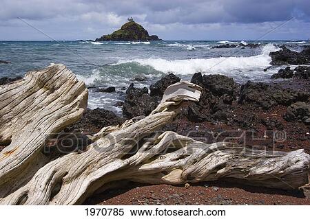 Stock Photography - Hawaii, Maui, Koki Beach, View Of Alau Islet From Red Sandy Beach.. Fotosearch