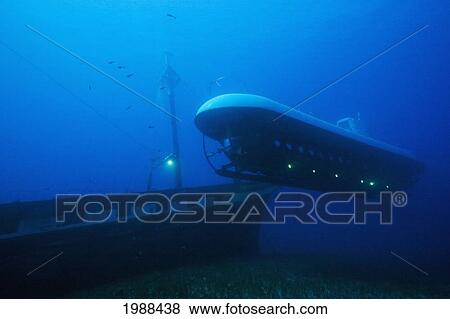 Stock Photo - Hawaii, Maui, Lahaina, Atlantis Submarine Visits The Carthaginian, Sunk As An Artificial Reef December 2005. Fotosearch