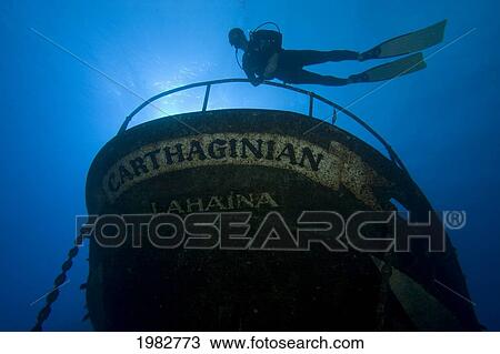 Stock Image - Hawaii, Maui, Lahaina, The Carthaginian, A Lahaina Landmark, Was Sunk As An Artifical Reef In December 2005.. Fotosearch