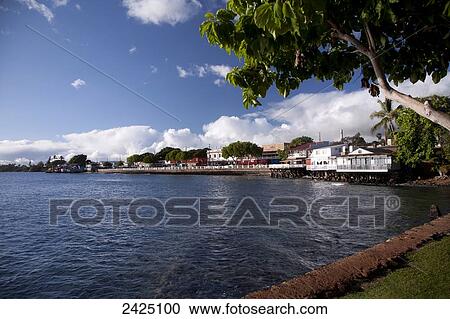Hawaii, Maui, Lahaina, View of water and harbor of Lahaina. View Large Photo Image Stock Image - Hawaii, Maui, Lahaina, View of water and harbor of Lahaina.. Fotosearch