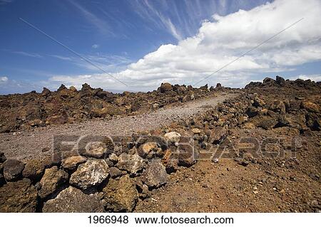 Stock Photo - Hawaii, Maui, Laperouse, King's Highway Trail Through The Lava Fields Of Laperouse. Fotosearch