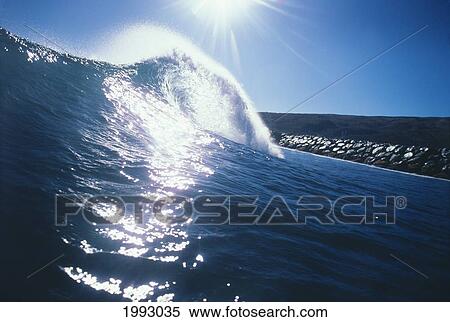 Stock Photography - Hawaii, Maui, Maalaea, Wave And Breakwall.. Fotosearch