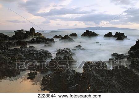 Hawaii, Maui, Makena, A Sunset View At Big Beach With Soft Water View Large Photo Image Picture - Hawaii, Maui, Makena, A Sunset View At Big Beach With Soft Water. Fotosearch