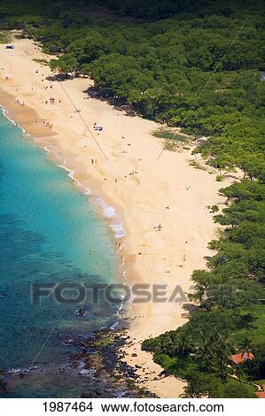 Picture - Hawaii, Maui, Makena, Aerial Of Big Beach.. Fotosearch