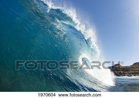 Picture - Hawaii, Maui, Makena Beach, Beautiful Wave Breaking Along Shore.. Fotosearch