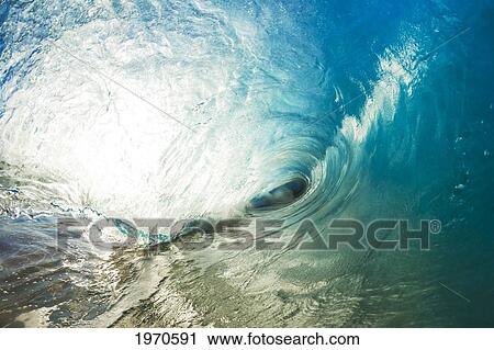 Stock Image - Hawaii, Maui, Makena Beach, Beautiful Wave Breaking On Shore.. Fotosearch