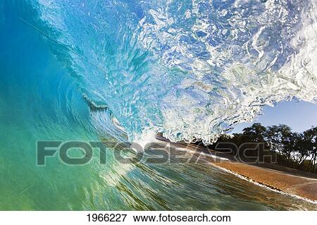 Hawaii, Maui, Makena Beach, Beautiful Wave Breaking Along Shore. View Large Photo Image Stock Photo - Hawaii, Maui, Makena Beach, Beautiful Wave Breaking Along Shore.. Fotosearch