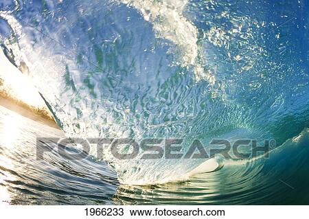Hawaii, Maui, Makena Beach, Glassy Wave Barrel At Sunrise. View Large Photo Image Stock Image - Hawaii, Maui, Makena Beach, Glassy Wave Barrel At Sunrise.. Fotosearch