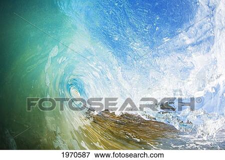 Stock Photo - Hawaii, Maui, Makena Beach, Tip Of A Breaking Wave.. Fotosearch