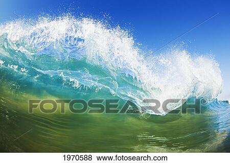 Stock Photo - Hawaii, Maui, Makena Beach, Tip Of A Breaking Wave.. Fotosearch