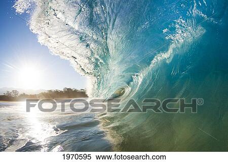 Stock Photography - Hawaii, Maui, Makena Beach, Wave Breaking On Shore.. Fotosearch