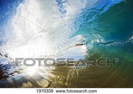 Stock Photo - Hawaii, Maui, Makena, Beautiful Wave Breaking Along Shore. Fotosearch