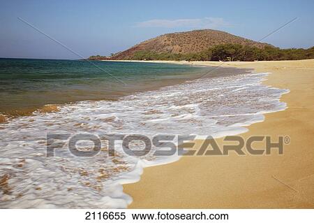 Stock Photography - Hawaii, Maui, Makena, Big Beach on a sunny day.. Fotosearch