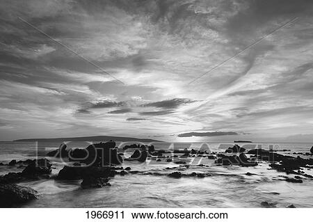 Hawaii, Maui, Makena, Dramatic Vibrant Sunset At Ahihi Kinau Natural Area Preserve, Black And White View Large Photo Image Stock Image - Hawaii, Maui, Makena, Dramatic Vibrant Sunset At Ahihi Kinau Natural Area Preserve, Black And White. Fotosearch