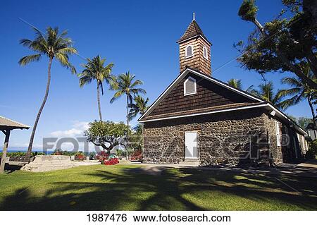 Stock Photograph - Hawaii, Maui, Makena, Keawala'i Congregational Church, Est. 1832. Fotosearch
