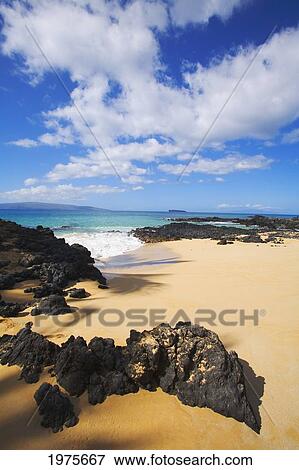 Hawaii, Maui, Makena, Maui Wai Or Secret Beach. View Large Photo Image Stock Photo - Hawaii, Maui, Makena, Maui Wai Or Secret Beach.. Fotosearch