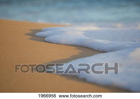 Hawaii, Maui, Makena, Sea Foam Over Sand At Sunset View Large Photo Image Stock Photograph - Hawaii, Maui, Makena, Sea Foam Over Sand At Sunset. Fotosearch