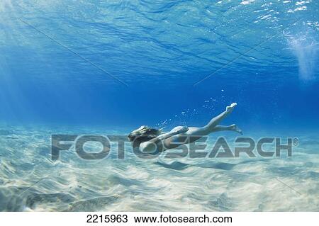 Hawaii, Maui, Makena, Young woman swimming along the ocean floor. View Large Photo Image Stock Image - Hawaii, Maui, Makena, Young woman swimming along the ocean floor.. Fotosearch
