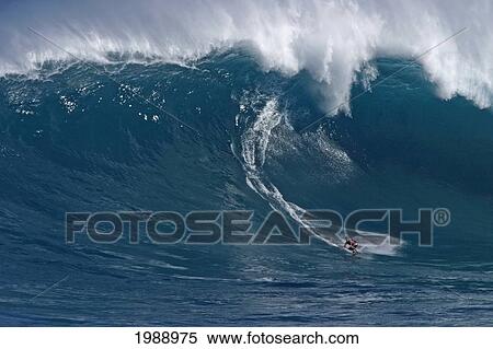 Hawaii, Maui, Mark Anderson Surfs 50 Foot Wave At Jaws Aka Peahi. View Large Photo Image Stock Photography - Hawaii, Maui, Mark Anderson Surfs 50 Foot Wave At Jaws Aka Peahi.. Fotosearch