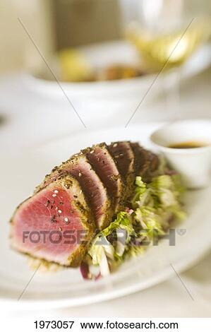 Stock Photo - Hawaii, Maui, Merriman's Kapalua Restaurant, Wok-Charred Ahi Pupu.. Fotosearch