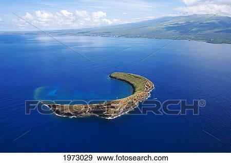 Hawaii, Maui, Molokini Crater, Aerial View. View Large Photo Image Stock Photo - Hawaii, Maui, Molokini Crater, Aerial View.. Fotosearch