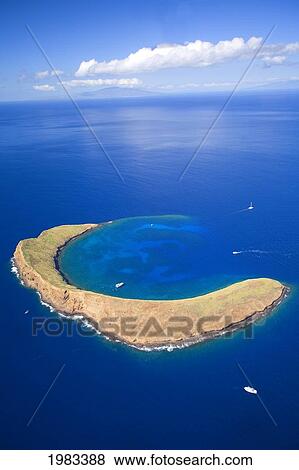 Stock Photo - Hawaii, Maui, Molokini Crater, Aerial View.. Fotosearch