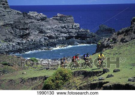 Hawaii, Maui, Mountain Bikers Biking Uphill Along The Coast View Large Photo Image Stock Image - Hawaii, Maui, Mountain Bikers Biking Uphill Along The Coast. Fotosearch