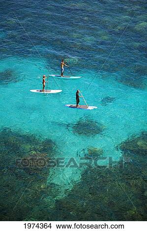 Picture - Hawaii, Maui, Olowalu, Stand Up Paddling.. Fotosearch