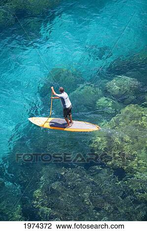Hawaii, Maui, Olowalu, Stand Up Paddling. View Large Photo Image Stock Image - Hawaii, Maui, Olowalu, Stand Up Paddling.. Fotosearch