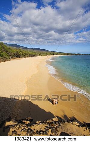 Hawaii, Maui, Oneloa Or Big Beach, Couple With Snorkel Gear. View Large Photo Image Stock Image - Hawaii, Maui, Oneloa Or Big Beach, Couple With Snorkel Gear.. Fotosearch