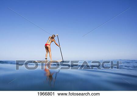 Hawaii, Maui, Paia, Young Woman Stand Up Paddling Shore/N/Nno Commercial Use View Large Photo Image Stock Image - Hawaii, Maui, Paia, Young Woman Stand Up Paddling Shore/N/Nno Commercial Use. Fotosearch