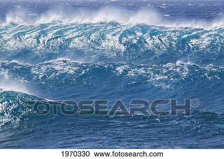 Stock Image - Hawaii, Maui, Peahi, Large Wave At Peahi, Also Known As Jaws. Fotosearch