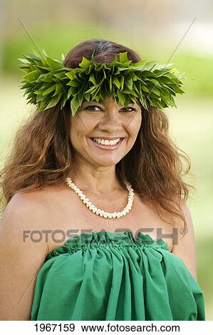 Stock Photo - Hawaii, Maui, Portrait Of Hula Dancer.. Fotosearch