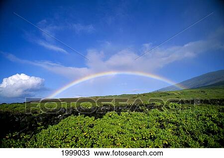 Hawaii, Maui, Rainbow Over Kaupo, B1453 View Large Photo Image Stock Image - Hawaii, Maui, Rainbow Over Kaupo, B1453. Fotosearch