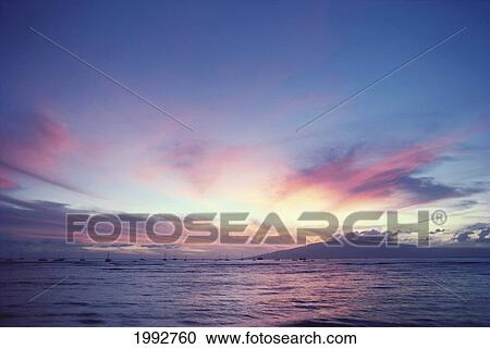 Hawaii, Maui, Sunset Over Lanai From West Maui With Pink Lavender Sky. View Large Photo Image Stock Image - Hawaii, Maui, Sunset Over Lanai From West Maui With Pink Lavender Sky.. Fotosearch