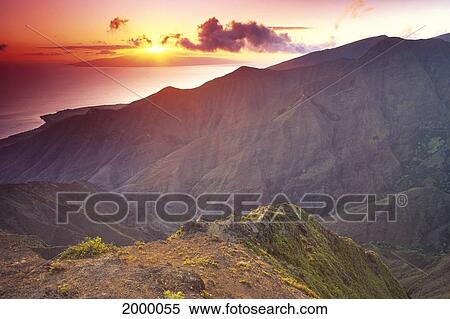 Hawaii, Maui, Sunset Over Lanai, Ukumehame Gulch And West Maui Mountains C1584 View Large Photo Image Stock Photography - Hawaii, Maui, Sunset Over Lanai, Ukumehame Gulch And West Maui Mountains C1584. Fotosearch