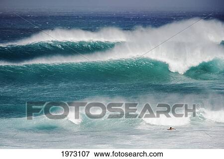 Stock Photo - Hawaii, Maui, Surfer At Pavillions, Hookipa Beach Park.. Fotosearch