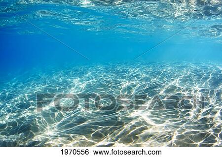 Hawaii Maui Underwater View Of Sunlight Striking The Ocean Floor