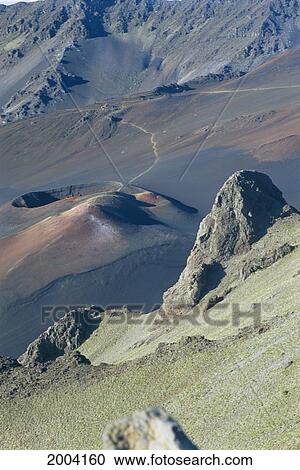 Hawaii, Maui, View Looking Into Haleakala Crater With Trails View Large Photo Image Stock Image - Hawaii, Maui, View Looking Into Haleakala Crater With Trails. Fotosearch