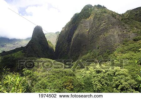 Stock Image - Hawaii, Maui, View Of Iao Needle.. Fotosearch