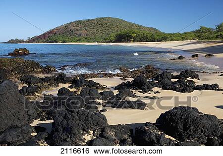 Hawaii, Maui, Volcanic rocks at Big Beach. View Large Photo Image Stock Photograph - Hawaii, Maui, Volcanic rocks at Big Beach.. Fotosearch