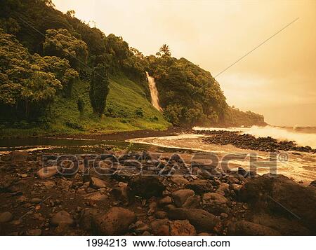 Stock Image - Hawaii, Maui, Waikani Falls At Blue Pools Near Hana.. Fotosearch