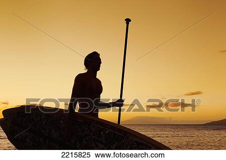 Hawaii, Maui, Wailea, Silhouette of Young Man with Stand Up Paddle Board at Sunset View Large Photo Image Stock Photography - Hawaii, Maui, Wailea, Silhouette of Young Man with Stand Up Paddle Board at Sunset. Fotosearch